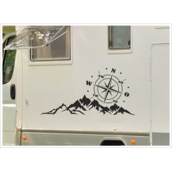 Aufkleber SET Wohnmobil Wohnwagen Auto Windrose Landschaft Kompass Berge Alpen Caravan WOMA