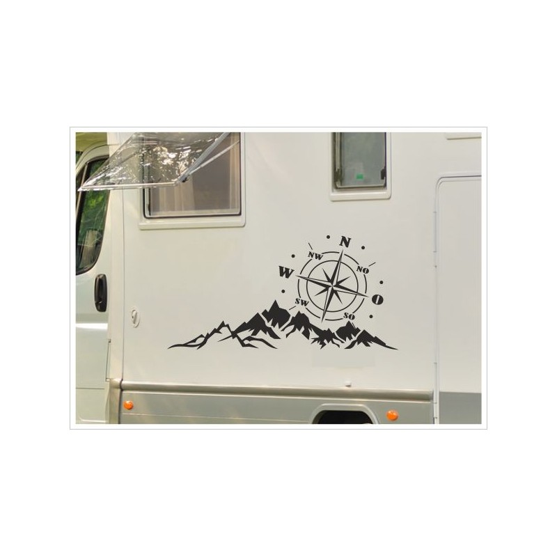 Aufkleber SET Wohnmobil Wohnwagen Auto Windrose Landschaft Kompass