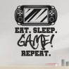 Wandaufkleber Wandtattoo Aufkleber Wand Tattoo Sticker Gamer Game Spiel Konsole Zocken Spielen Game Over Eat Sleep Repeat Level