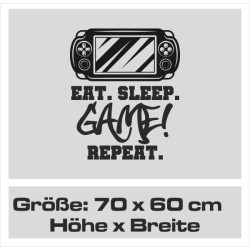 Wandaufkleber Wandtattoo Aufkleber Wand Tattoo Sticker Gamer Game Spiel Konsole Zocken Spielen Game Over Eat Sleep Repeat Level