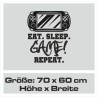 Wandaufkleber Wandtattoo Aufkleber Wand Tattoo Sticker Gamer Game Spiel Konsole Zocken Spielen Game Over Eat Sleep Repeat Level