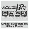 Wandaufkleber Wandtattoo Aufkleber Wand Tattoo Sticker Gamer Game Spiel Konsole Zocken Spielen Game Over Eat Sleep Repeat Level