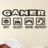 Wandaufkleber Wandtattoo Aufkleber Wand Tattoo Sticker Gamer Game Spiel Konsole Zocken Spielen Game Over Eat Sleep Repeat Level