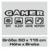 Wandaufkleber Wandtattoo Aufkleber Wand Tattoo Sticker Gamer Game Spiel Konsole Zocken Spielen Game Over Eat Sleep Repeat Level