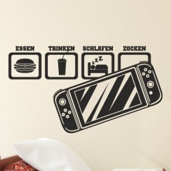 Wandaufkleber Wandtattoo Aufkleber Wand Tattoo Sticker Gamer Game Spiel Konsole Zocken Spielen Game Over Eat Sleep Repeat Level