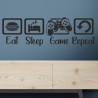 Wandaufkleber Wandtattoo Aufkleber Wand Tattoo Sticker Gamer Game Spiel Konsole Zocken Spielen Game Over Eat Sleep Repeat Level