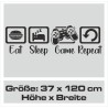 Wandaufkleber Wandtattoo Aufkleber Wand Tattoo Sticker Gamer Game Spiel Konsole Zocken Spielen Game Over Eat Sleep Repeat Level