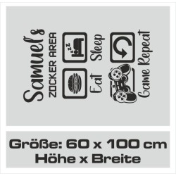 Wandaufkleber Wandtattoo Aufkleber Wand Tattoo Sticker Gamer Game Spiel Konsole Zocken Spielen Game Over Eat Sleep Repeat Level