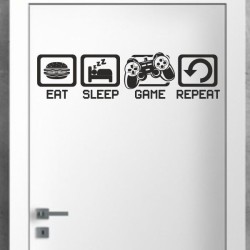 Wandaufkleber Wandtattoo Aufkleber Wand Tattoo Sticker Gamer Game Spiel Konsole Zocken Spielen Game Over Eat Sleep Repeat Level