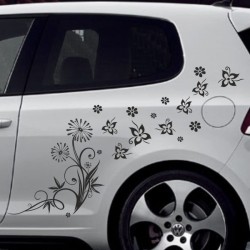 Aufkleber SET Auto Car Tattoo Style Seiten Tribal Dekor Pferd Gecko Power Blumen Ranke Fee Hexe Blumen Blüten Gecko Farbe Decal