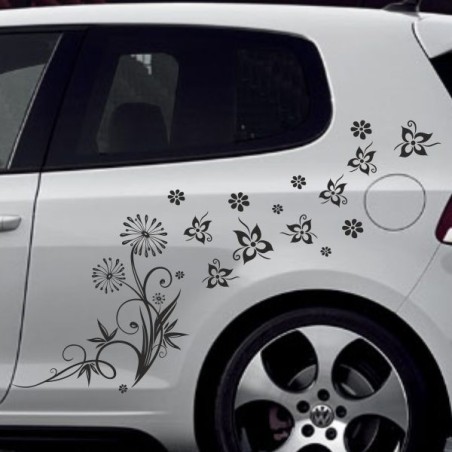 Aufkleber SET Auto Car Tattoo Style Seiten Tribal Dekor Pferd Gecko Power Blumen Ranke Fee Hexe Blumen Blüten Gecko Farbe Decal