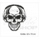 Wohnzimmer Tattoo Totenkopf Skull Musik Sound Kopfhörer DJ  Aufkleber Dekor Wandtattoo Wandaufkleber