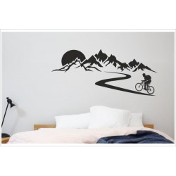 Schlafzimmer Tattoo Landschaft Berge Alpen Weg Biker Fahrrad  Wandaufkleber Wandtattoo