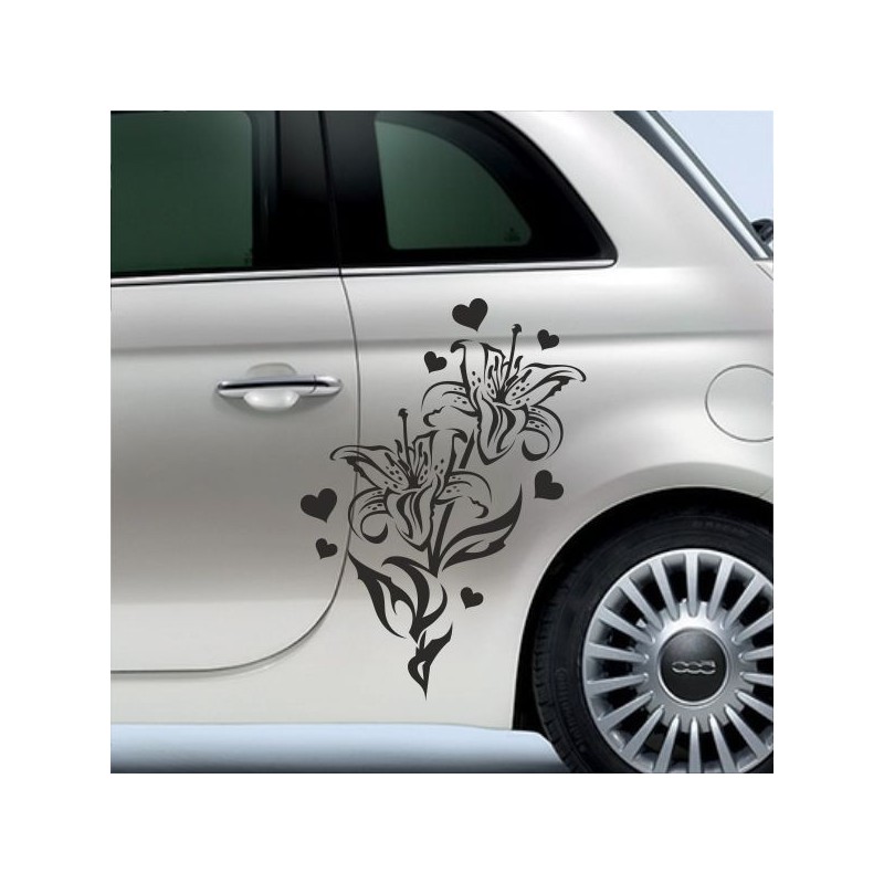 Aufkleber SET Auto Car Tattoo Style Seiten Tribal Dekor Pferd Gecko Power Blumen Ranke Fee Hexe Blumen Blüten Gecko Farbe Decal