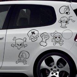 Aufkleber SET Auto Car Tattoo Style Seiten Tribal Dekor Pferd Gecko Power Blumen Ranke Fee Hexe Blumen Blüten Gecko Farbe Decal