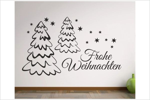 X-MAS Aufkleber Weihnachtsbaum Schnee Tanne Hirsch Reh Frohe Weihnachten  Merry Christmas Wandaufkleber Wandtattoo Fenster - Der Dekor Aufkleber Shop
